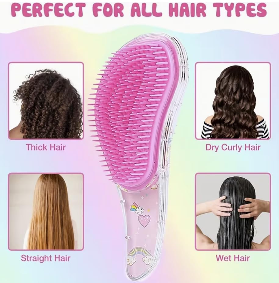 Detangling Brush for Kids - Perfect for Natural, Curly & Straight Hair | Cute Purple Design