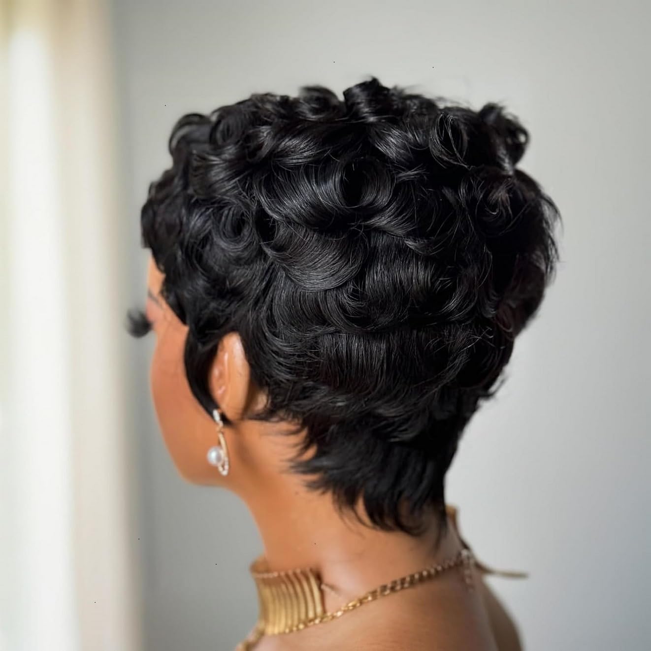 Short Curly Human Hair Wigs for Black Women - Pixie Cut Brazilian Remy Hair