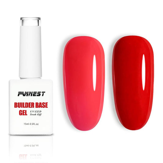 FANNEST Red Rubber Builder Base Gel for Nail, 2Pcs 15ml Set for Strengthen/Apex Building/Enhance/Reinforced Long Lasting Protect Soak Off U V LED For Thin Weak Nails