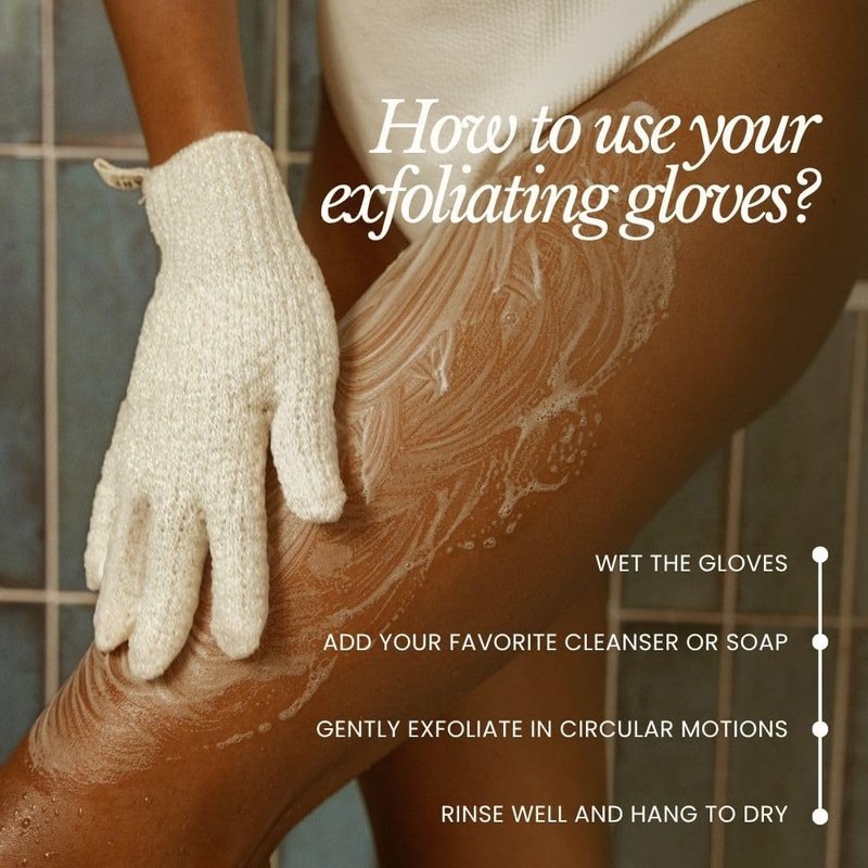 Bare Botanics Lavender Exfoliating Shower Gloves - 100% Nylon for Gentle Wet/Dry Exfoliation | Machine Washable, Vegan