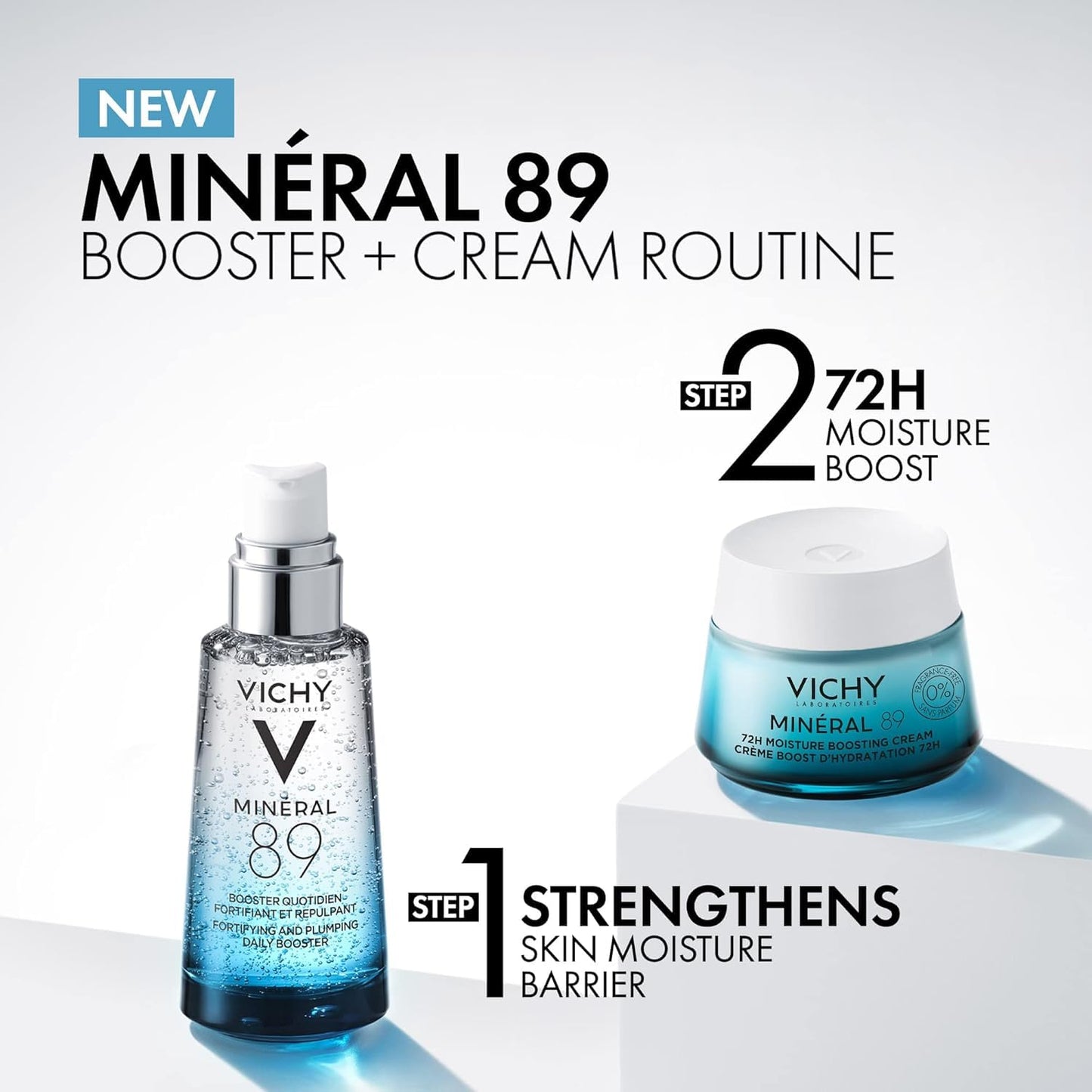 Vichy Mineral 89 Fortifying & Hydrating Daily Skin Booster 50ml, Pure Hyaluronic Acid Serum For Face, Plumps & Hydrates, Repairs Skin Barrier, Lightweight Moisturizing Gel, Fragrance Free & Oil-Free