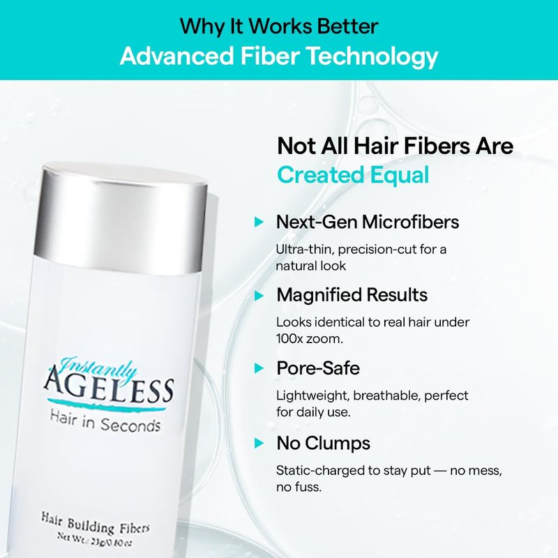 Instantly Ageless® Hair in Seconds™ Hair Building Fibers – Hair Thickening Fibers for Thinning Hair & Hair Loss for Fuller-Look - 0.83 oz (23g) - Light Brown