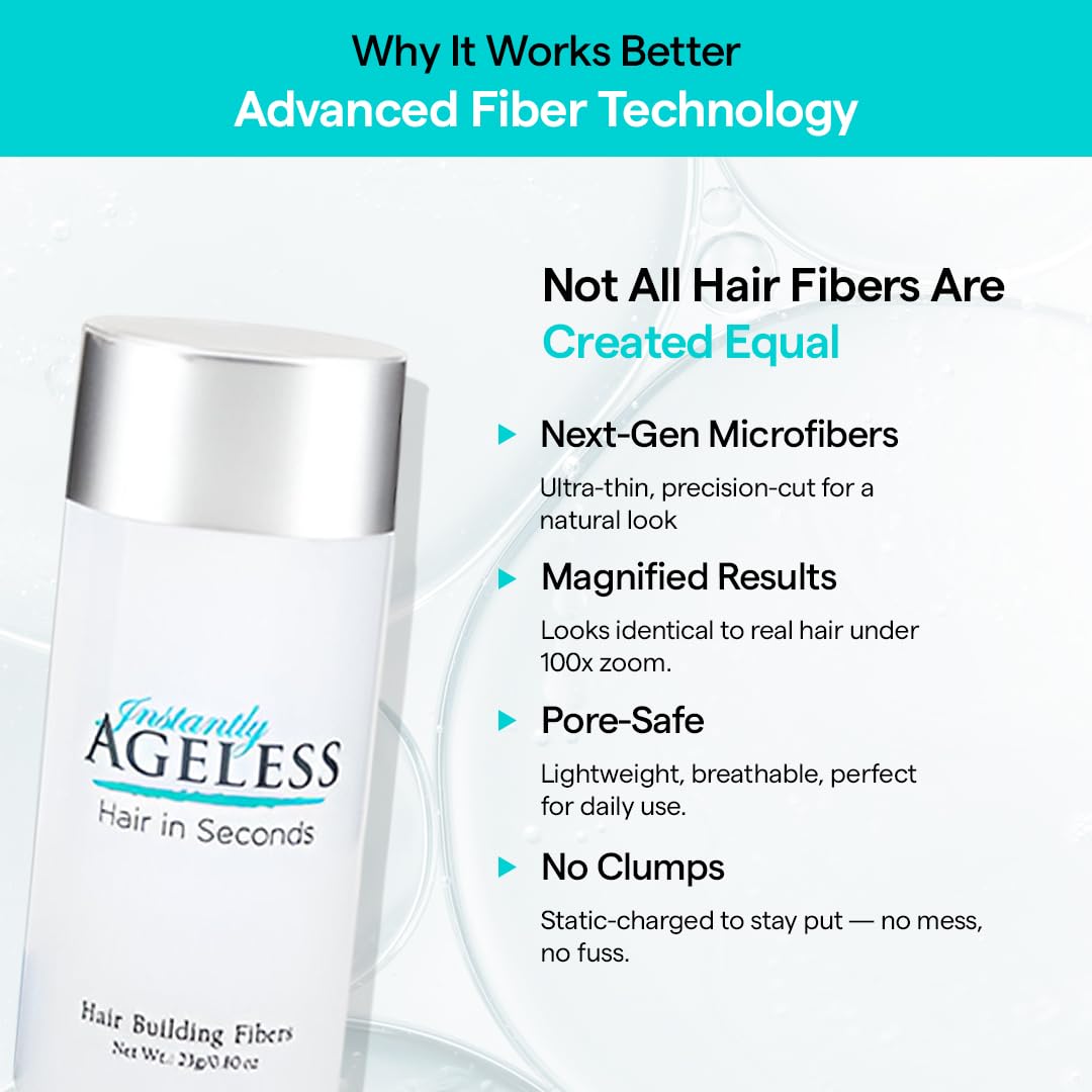 Instantly Ageless® Hair in Seconds™ Hair Building Fibers – Hair Thickening Fibers for Thinning Hair & Hair Loss for Fuller-Look - 0.83 oz (23g) - Light Brown