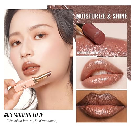 Oulac Moisturizing Shine Lipstick For Women Christmas Set 3PCS, 2 in 1 Tinted Lip Balm for Winter, Hydrated Juicy and Glossy Lip Color for Dry, Cracked and Chapped Lips, Vegan 02+03+17