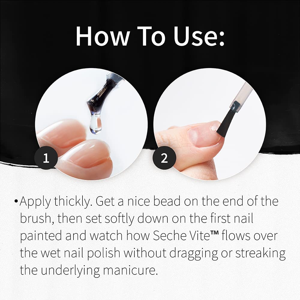 Seche Vite Dry Fast Top Coat - Quick Dry Clear Nail Polish for High Gloss Shine | 0.5 fl oz