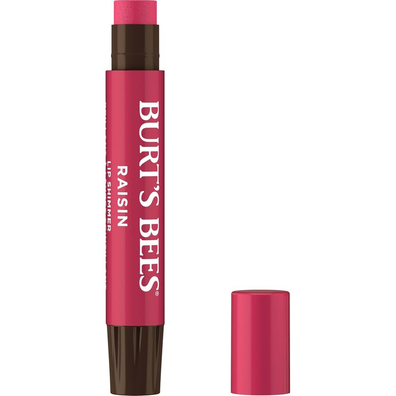 Burt's Bees Lip Shimmer - Moisturizing Tinted Lip Balm Stick | Raisin, 0.09 Oz, Buildable Color & Glowy Finish