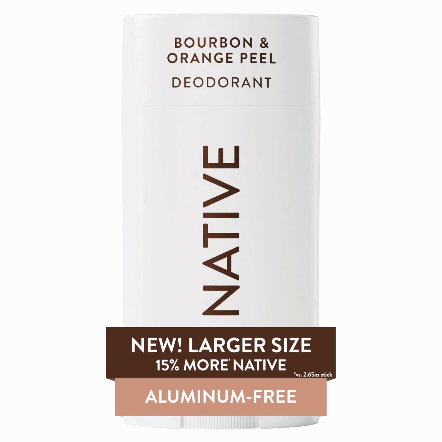 Native Aluminum Free Deodorant, Bourbon & Orange Peel, Large Size Stick, 72 Hour Odor Control, for Women & Men, Contains Naturally Derived Ingredients, 3.1 oz