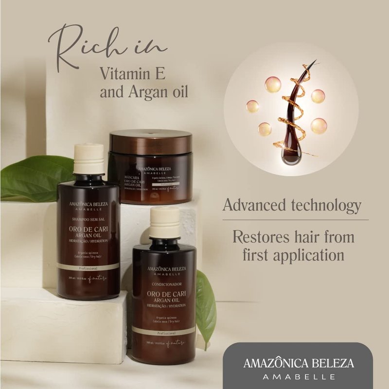 Intensive Hydration Hair Care Kit - Argan Oil & Vitamin E Shampoo, Conditioner & Mask | 10 Oz