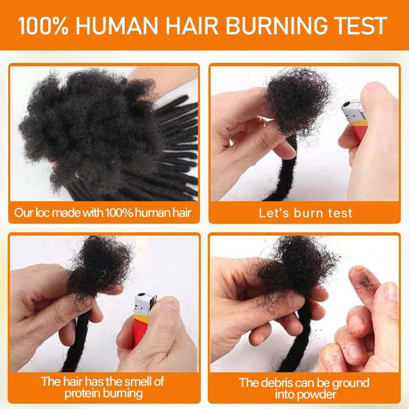 Dreadlock Extension Human Hair 0.6cm Thickness 10 Inch 30 Strands Real Human Hair for Man/Women/Kids Full Head Handmade Permanent Loc Extensions Bundles Can Be Bleached Dyed Curled Twisted