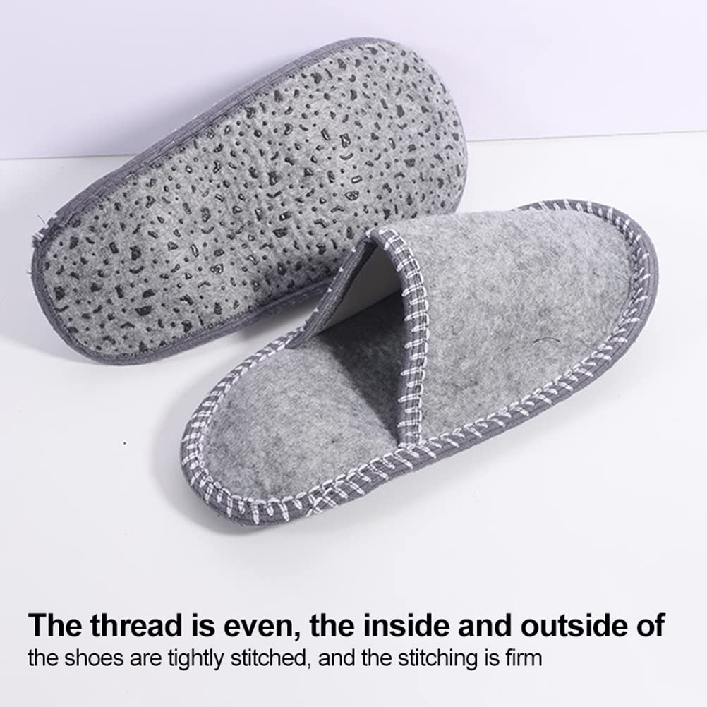 Fleece Felt Guest Slippers House Slippers Set, 6 Pairs Anti-Slip Disposable Slippers Set Washable, SPA Slippers, Men Women Felt Slippers for Guests, Ideal for Family, Hotel Travel
