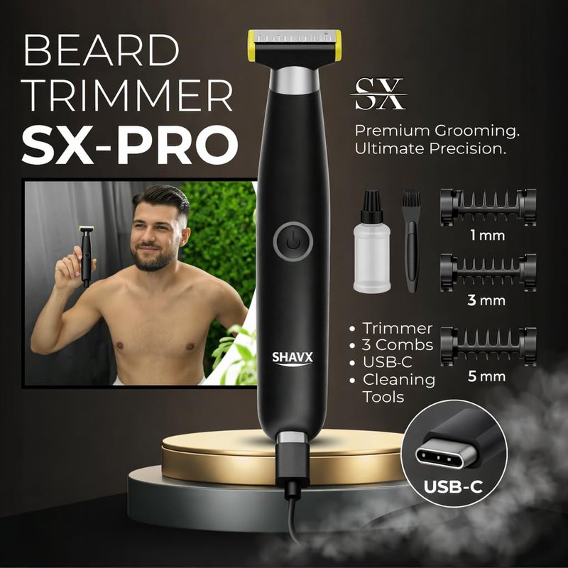 Body Hair Trimmer for Men Electric Shaver for Pubic & Groin Hair Ball Groomer, Beard, Chest, Legs, Sensitive Areas, with Skin-Safe Dual Blades, Waterproof Wet-Dry IPX6 Rechargeable USB-C, 3 Combs