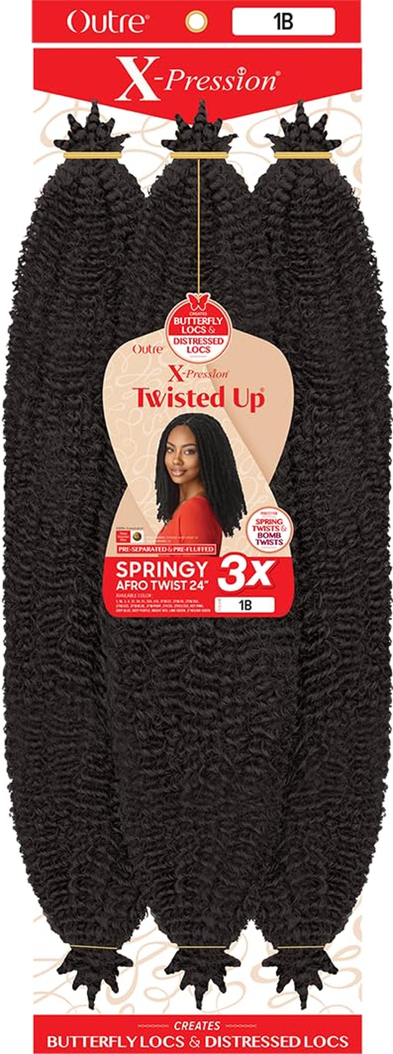 Outre X-Pression - Twisted Up - Springy Afro Twist 24" 3X (5 Pack, DARK BROWN 2)