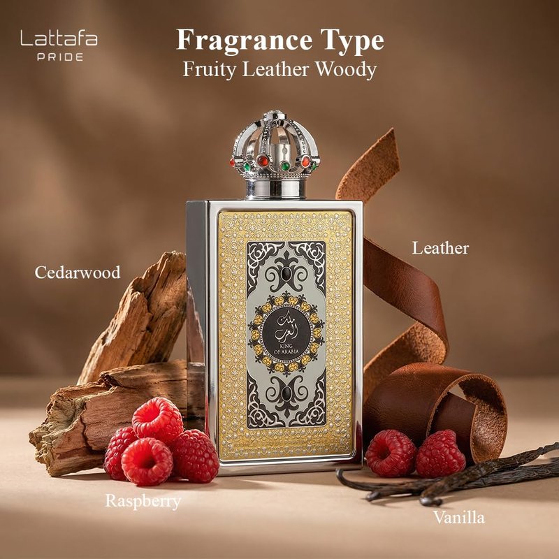 Lattafa Pride King of Arabia Eau de Parfum Spray | Long-Lasting Citrus Fruity Woody Leather Scent for Men - 3.4 oz / 100 ml