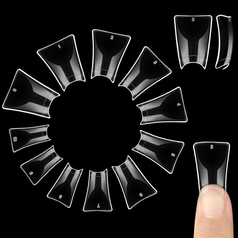 Transparent Duck & Hawk Curved Eagle Claw Nail Tips - 1050 Pcs Half Cover Square False Nails | 2 Sets of 550 & 500 Pcs