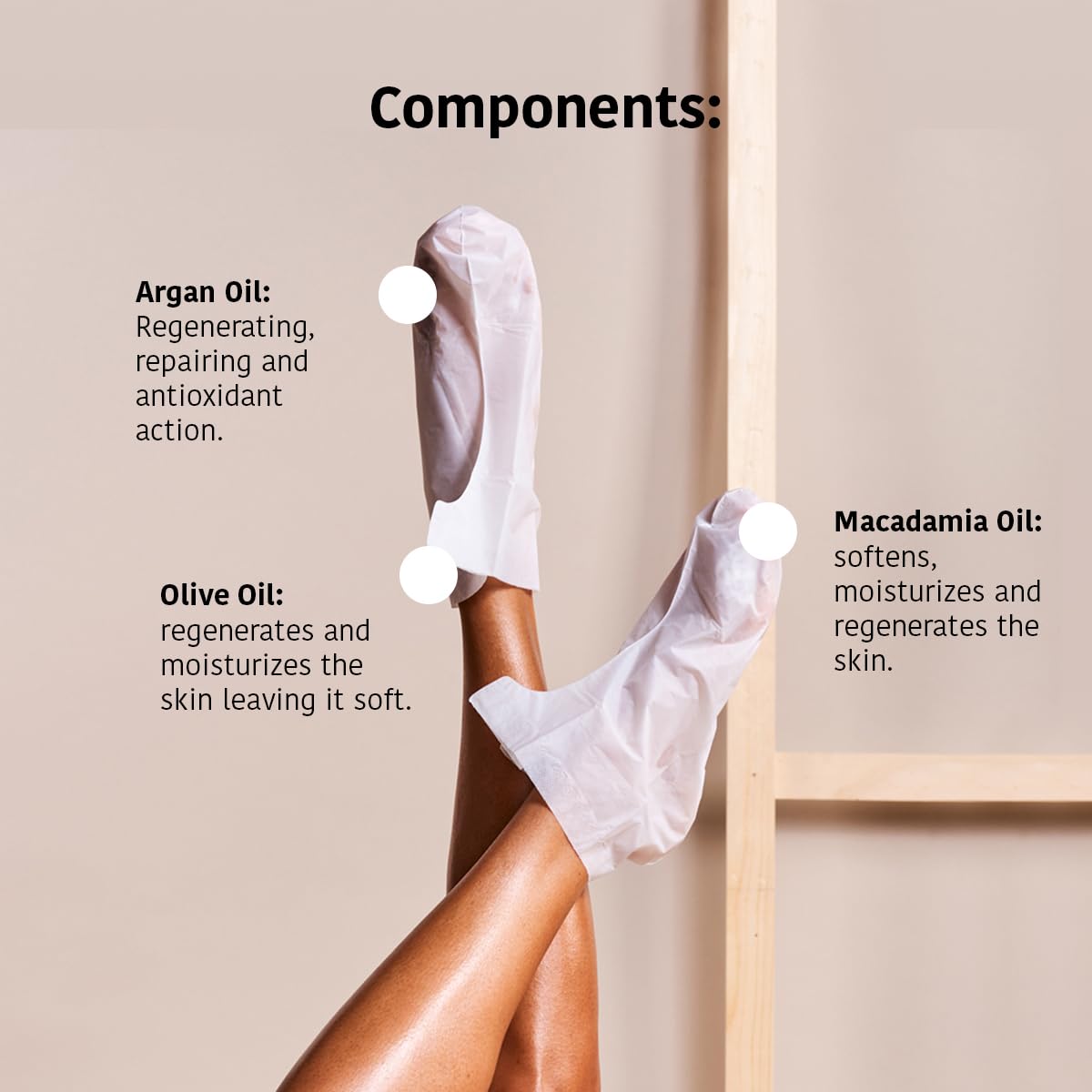 Nourishing Foot Mask Socks - Argan & Macadamia Oil | 15 Pairs | Intensive Treatment for Dry, Dehydrated Feet