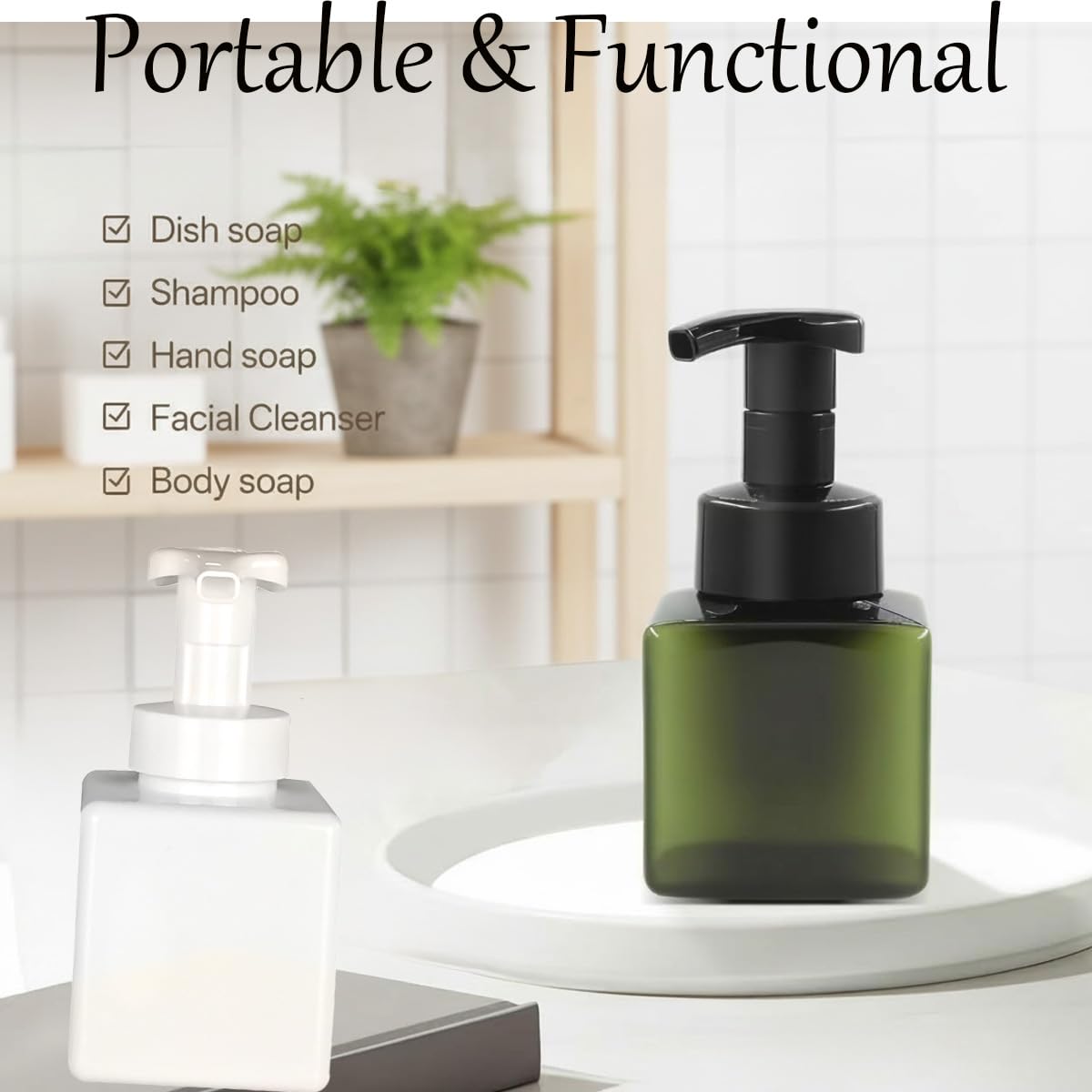 12 Piece 250ml Foam Soap Dispenser, Travel Foam Dispenser. Refillable Plastic Pump Hand Soap Bottle, Travel Essentials, Clear Container for Bathroom Vanity