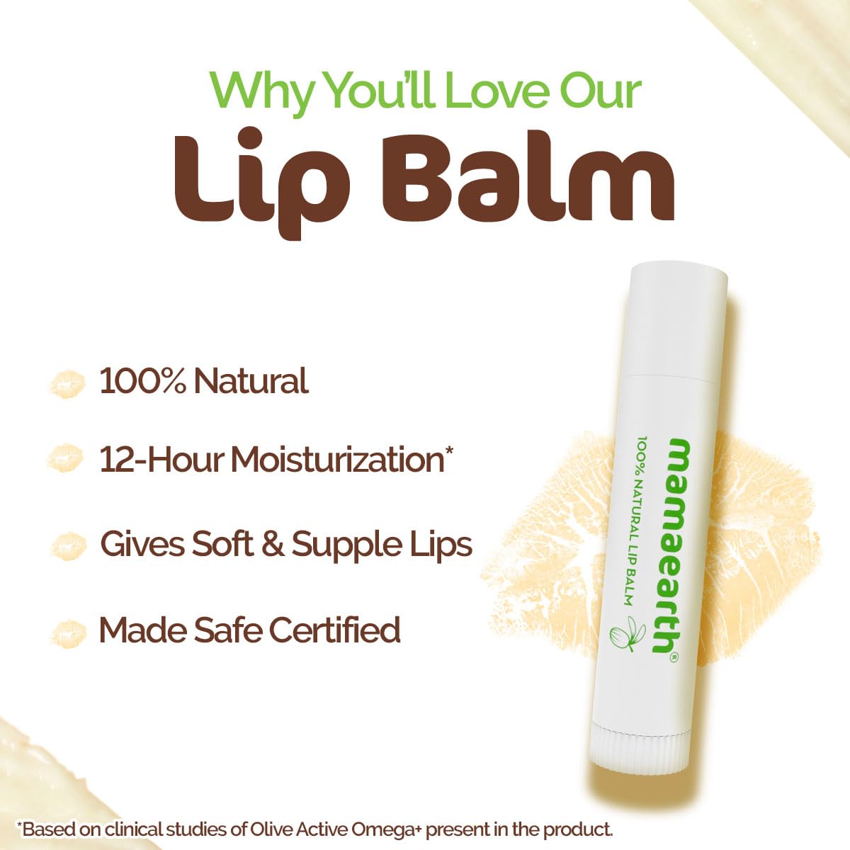 Mamaearth Nourishing Lip Balm with Vitamin E & Shea Butter | 100% Natural Lip Care | Deep Moisturization & Soft Lips | 0.14 oz (4 g)