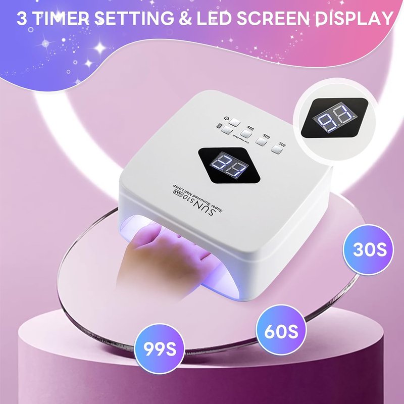 Cordless Nail Lamp - 120W Rechargeable UV LED Nail Dryer with 3 Timer Modes | Portable for Salon & Home Use, Lasts 4-5 Hours