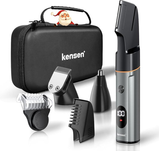 Body Hair Trimmer for Men - kensen 3-in-1 Beard Trimmer for Men, Manscape Men's Groin & Pubic Hair Trimmer IPX6 Waterproof Wet/Dry Hair Clippers for Mens Rechargeable Electric Razor for Mens (Gray)