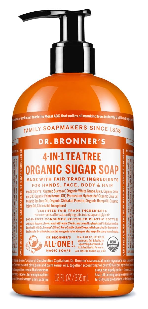 Organic Tea Tree Sugar Soap - Gentle Exfoliating Cleanser for All Skin Types