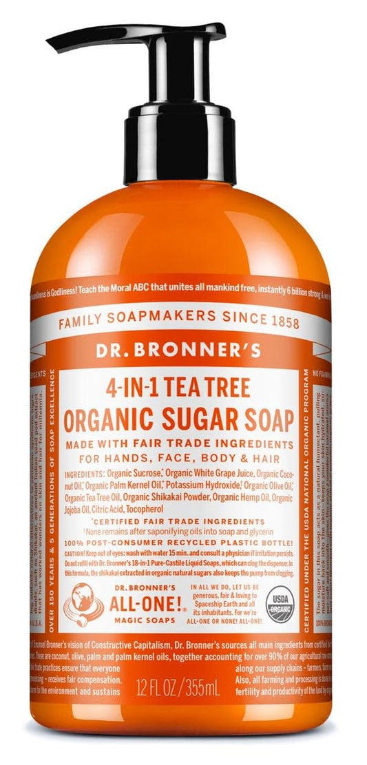 Organic Tea Tree Sugar Soap - Gentle Exfoliating Cleanser for All Skin Types