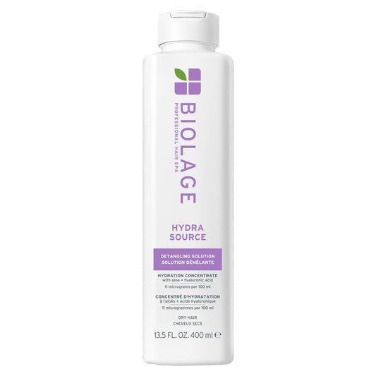 Biolage Hydra Source Detangling Solution - Conditions, Instantly Detangles & Controls Static, For Dry Hair, With Micro-Filtered Aloe Vera & Fermented Hyaluronic Acid, 13.5 Fl Oz, Packaging may vary