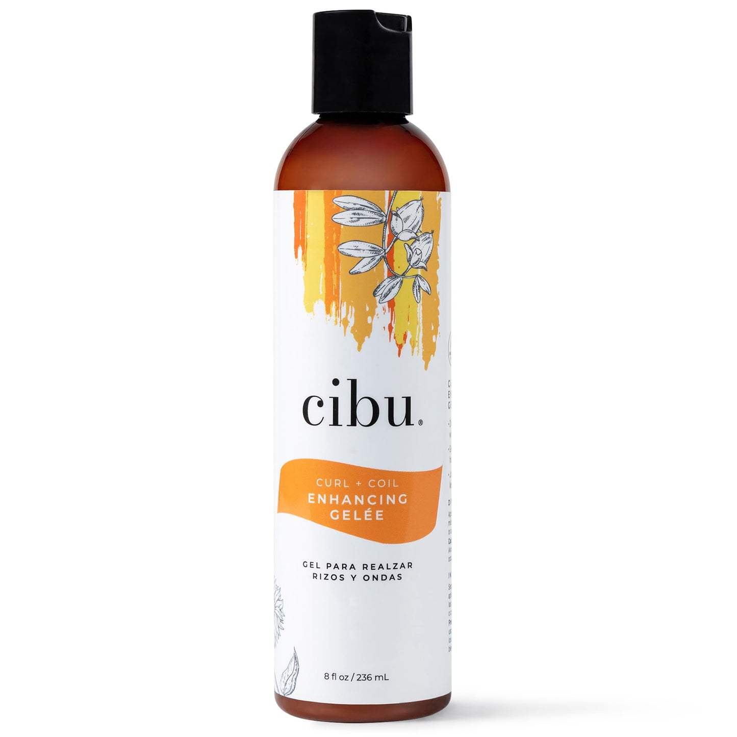 CIBU Curl + Coil Enhancing Gelée - Curl Defining Gel for Curly Hair and Wavy Hair - Lightweight Gel with Argan, Jojoba and Sunflower Oil to Reduce Frizz and Hold Your Style Longer - 8 Ounces