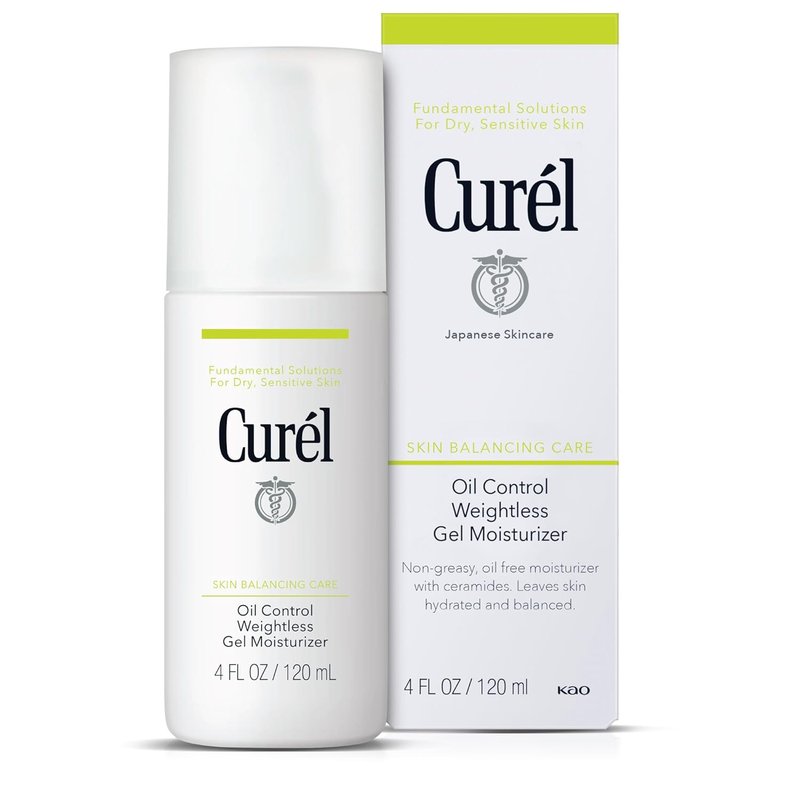 Curel Oil Control Gel Moisturizer - Weightless Hydration for Dry, Sensitive Skin | Fragrance-Free, 4 Oz