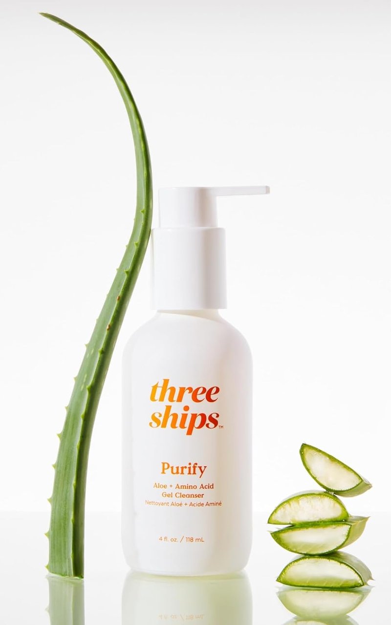 Three Ships Purify Aloe Gel Cleanser - Moisturizing & Gentle for Sensitive Skin | 4 fl oz | Vegan & Cruelty-Free
