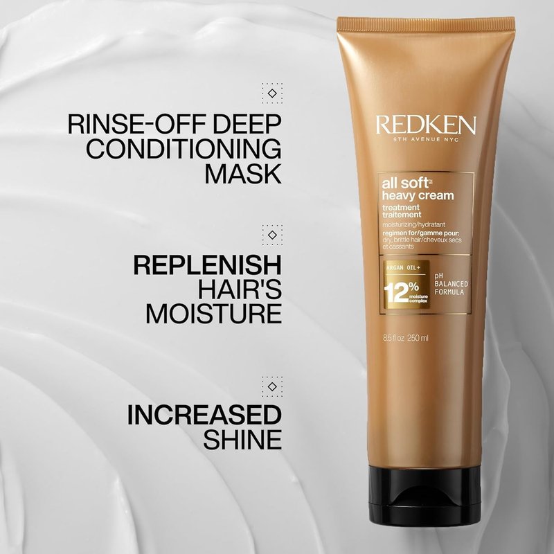 Redken All Soft Heavy Cream Mask Treatment- Moisturizing Deep Conditioner Treatment For Dry Hair,Softens and Smooths Hair,With Argan Oil,(Pack of 2)