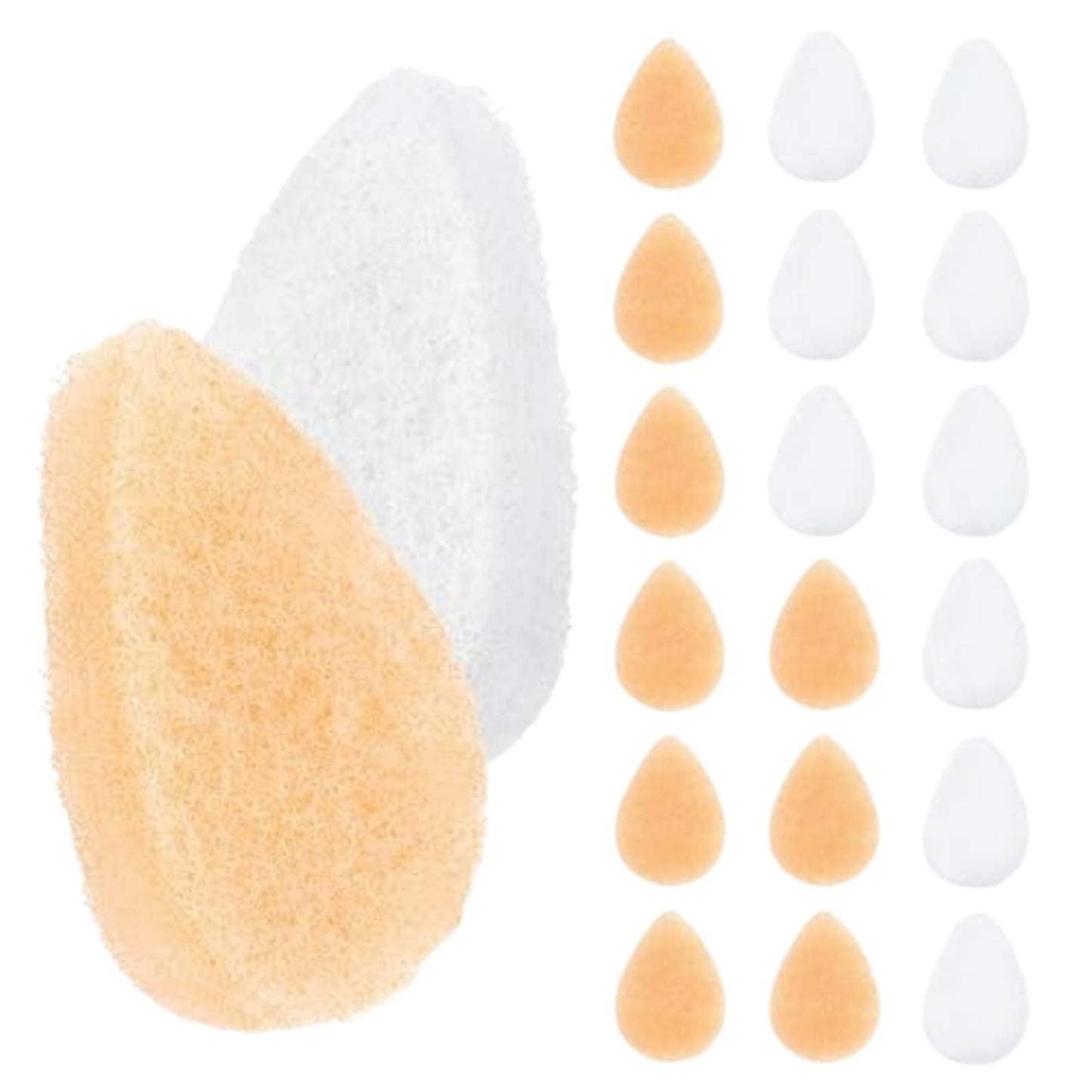 IMPRESA 20 Pack Facial Sponge for Daily Deep Cleansing - Buff Style Exfoliating Pads for Removing Dead Skin, Dirt & Makeup - Made in The USA - Regular (10 Pack) & White (10 Pack)
