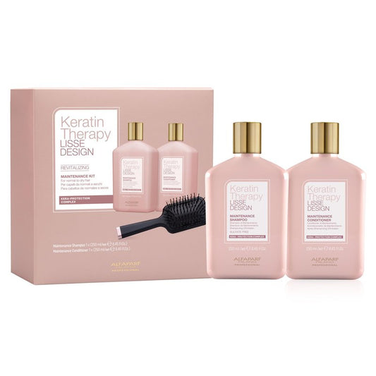 Alfaparf Milano Keratin Therapy Lisse Design Revitalizing Shampoo and Conditioner Set - Smoothing Keratin Shampoo and Conditioner for Damaged Hair - Adds Shine and Softness - Keeps Hair Smooth