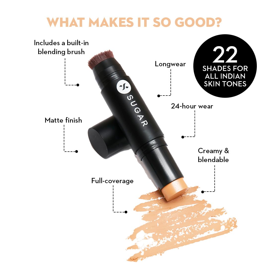Sugar Cosmetics Ace Of Face Foundation Stick30 Chococcino (Medium, Warm Undertone) Full Coverage Waterproof Matte Finish