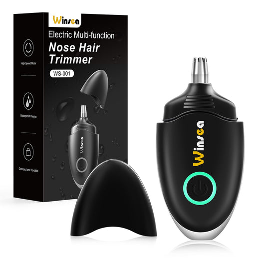 Winsea Ear and Nose Hair Trimmer for Men and Women – Travel Trimmer, High-Precision Nose Shaver, USB Rechargeable, Waterproof, Safe & Quiet Operation, Portable Ear Hair Remover Design (Black)