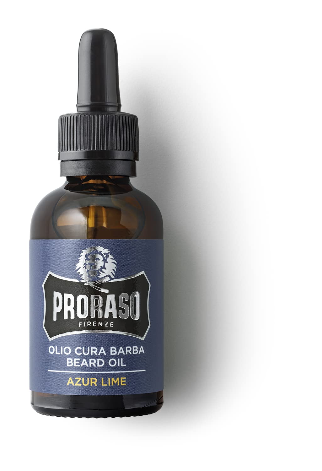 Proraso Azur Lime Beard Oil - Moisturizing Avocado, Sunflower, Citrus & Mint Condition Beards & Add Shine - Leave In Facial Hair Oil for Men - 1oz