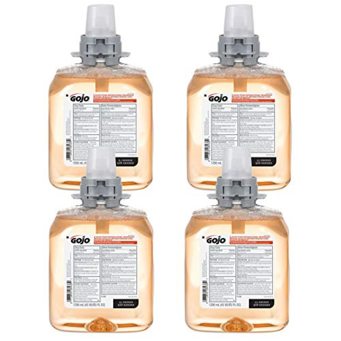 GOJO Luxury Foam Antibacterial Handwash, Fresh Fruit Fragrance, 1250 mL Hand Soap Refill FMX-12 Push-Style Dispenser (Pack of 4) – 5162-04