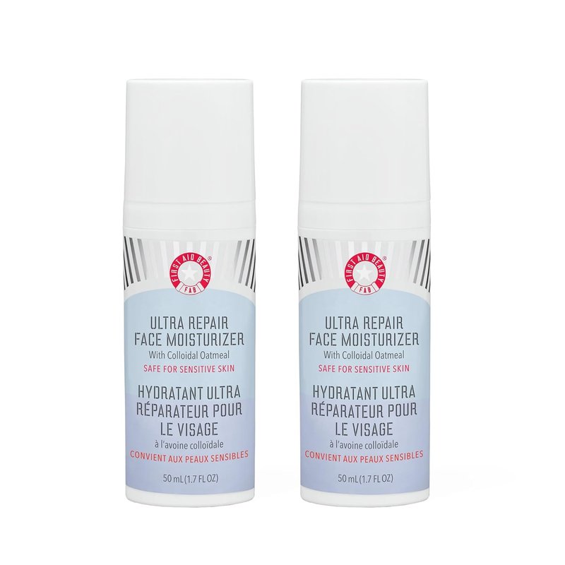 First Aid Beauty Ultra Repair Face Moisturizer - Lightweight Non-Comedogenic Formula with Ceramides & Shea Butter | 1.7 oz, 2 ct