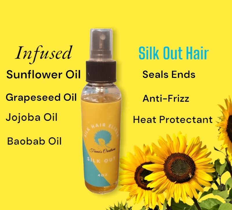 Silk Elixir Hair Treatment - Grapeseed & Sunflower Heat Protector for Frizz Control | 4 OZ