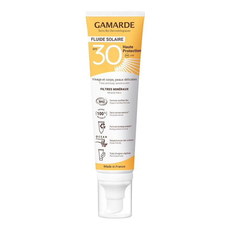 Gamarde Sun Fluid SPF 30 - Mineral Sunscreen with Invisible Texture | Non-Sticky, Chemical-Free, 3.38 oz