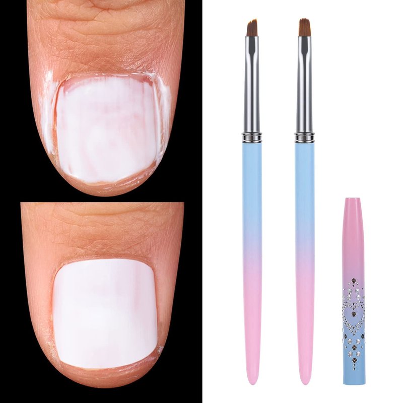 Nail Art Clean Up Brushes - Acetone Resistant Nail Polish Remover | 2 Pcs Round & Angled Design