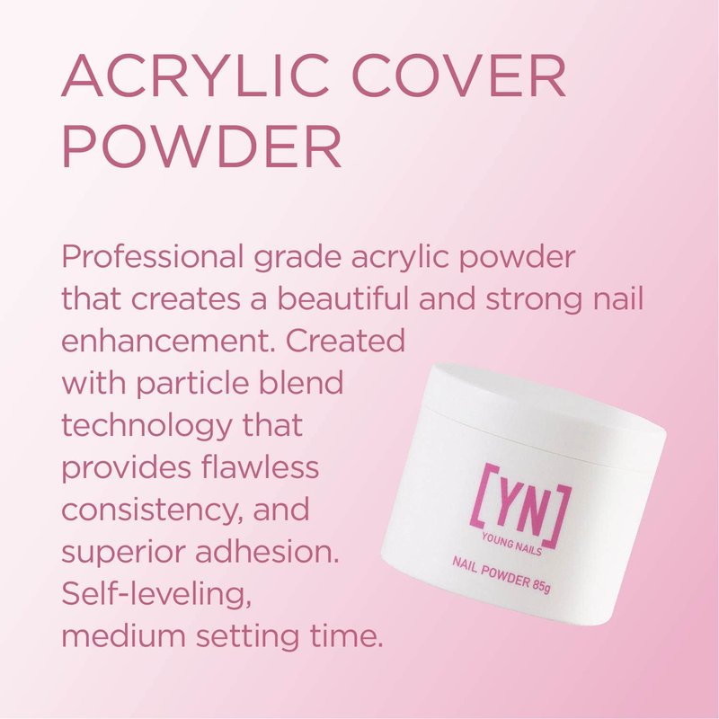 Young Nails Acrylic Cover Powder - Self-Leveling Acrylic Nail Powder, Clear Nude Pink White Acrylic Powder for Nail Extenstion, Professional Grade, Superior Adhesion, Color - Rosebud, 85g