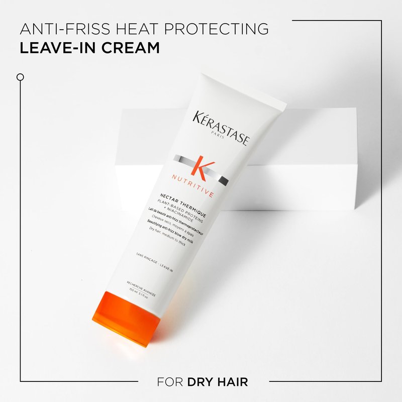 Kerastase Nectar Thermique Heat Protecting Cream - Anti-Frizz, Softness & Shine, Heat Protection, With Niacinamide, For Medium to Thick Dry Hair, 5.1 Fl Oz