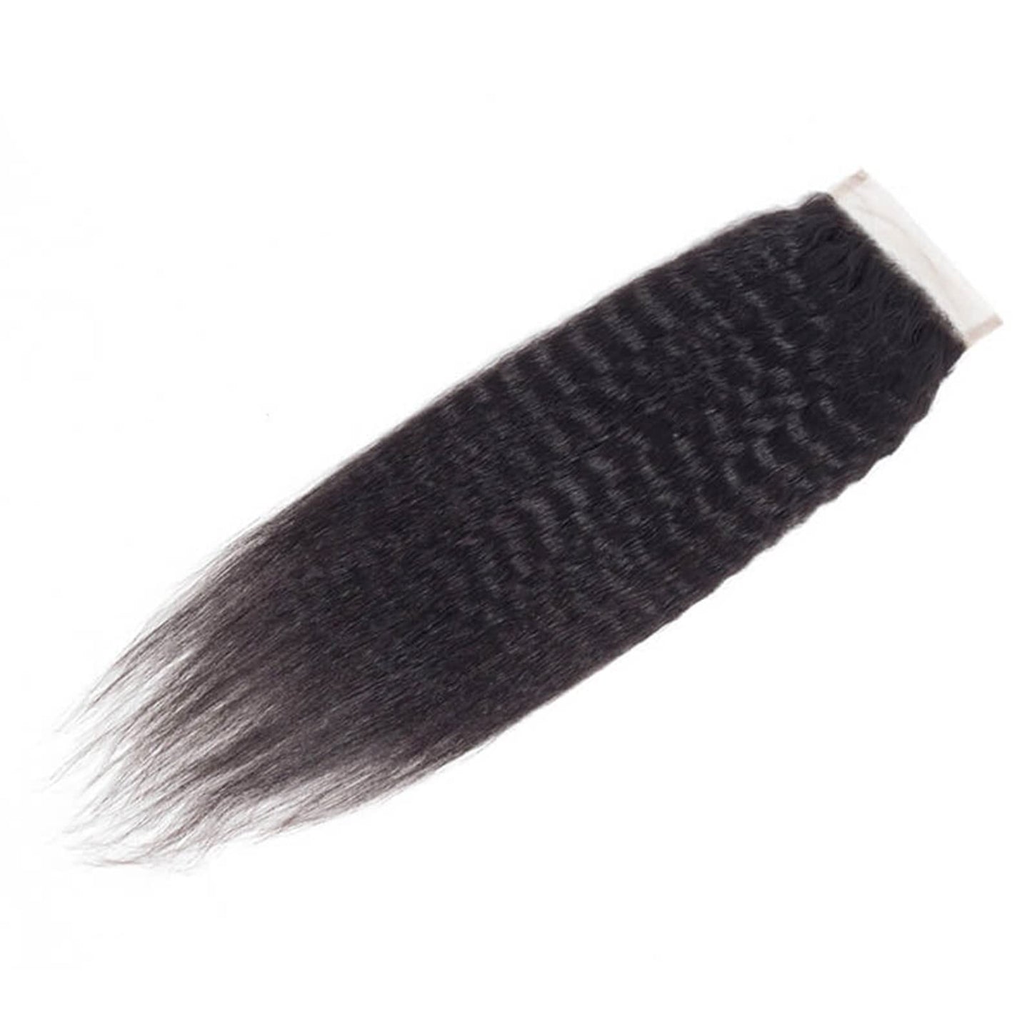LINYINGYH Human Hair Kinky Straight Yaki Lace Closure 14 Inch No Part 4x4