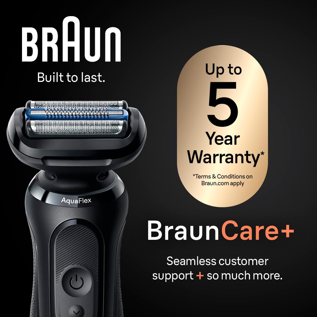 Braun Electric Shaver for Men, Wet & Dry Shave, Turbo Shaving Mode, Foil Shaver, Engineered in Germany, with Precision Trimmer
