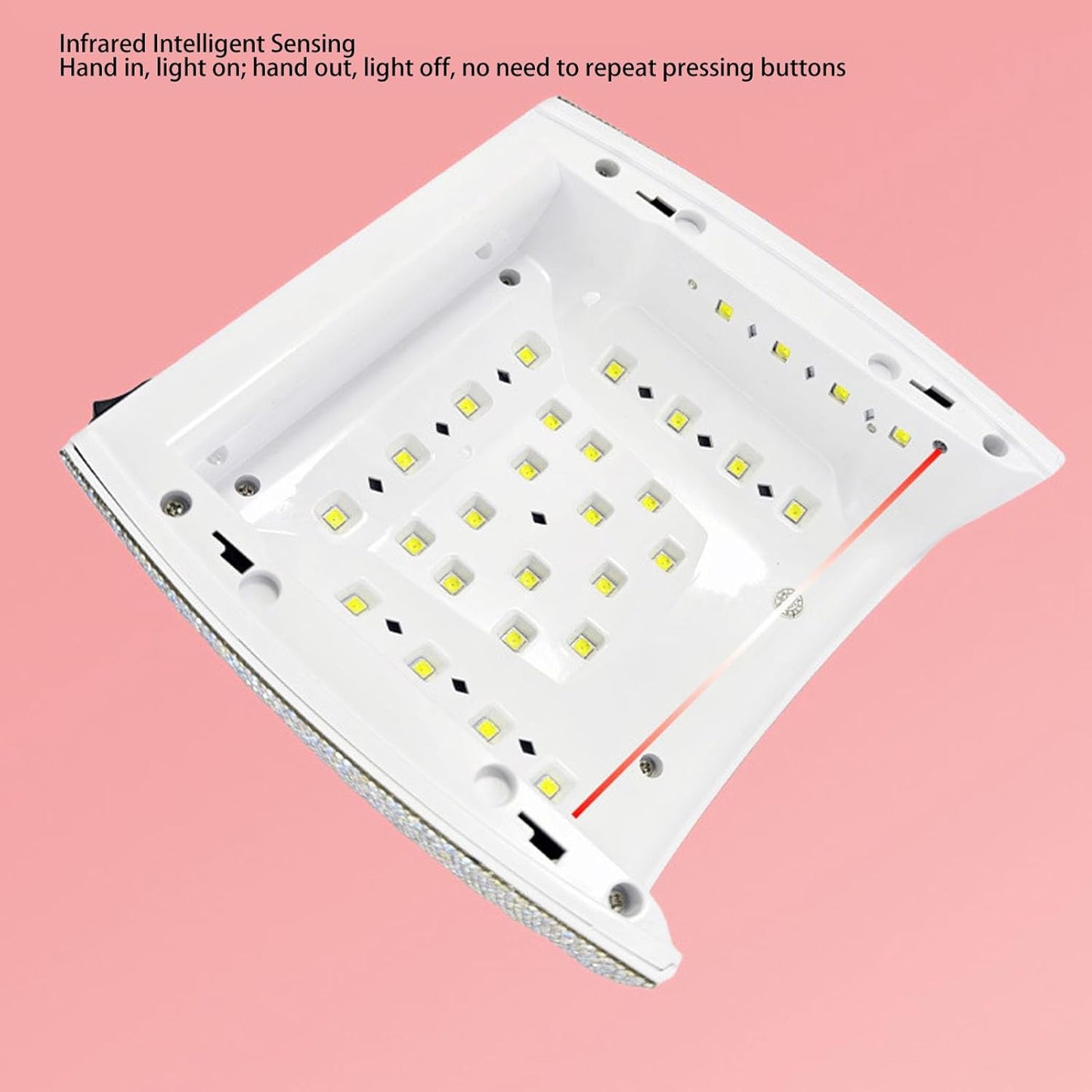 Rechargeable 66W Nail Lamp with Rhinestones - Gel Nail Light, 4 Timer Settings, Removable Tray