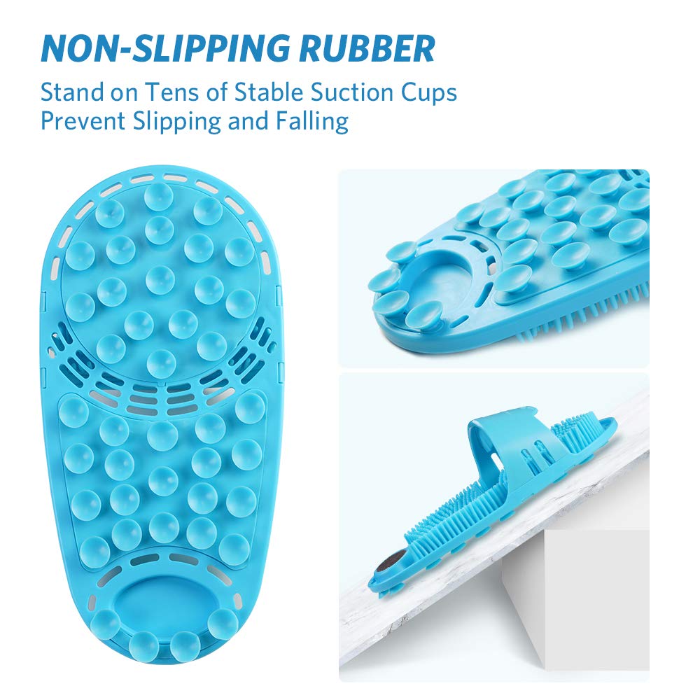 meidong Silicone Shower Foot Scrubber Personal Foot Massage and Cleaning, Non-Slip Foot Scrubber for Men and Women (1PCS Blue)