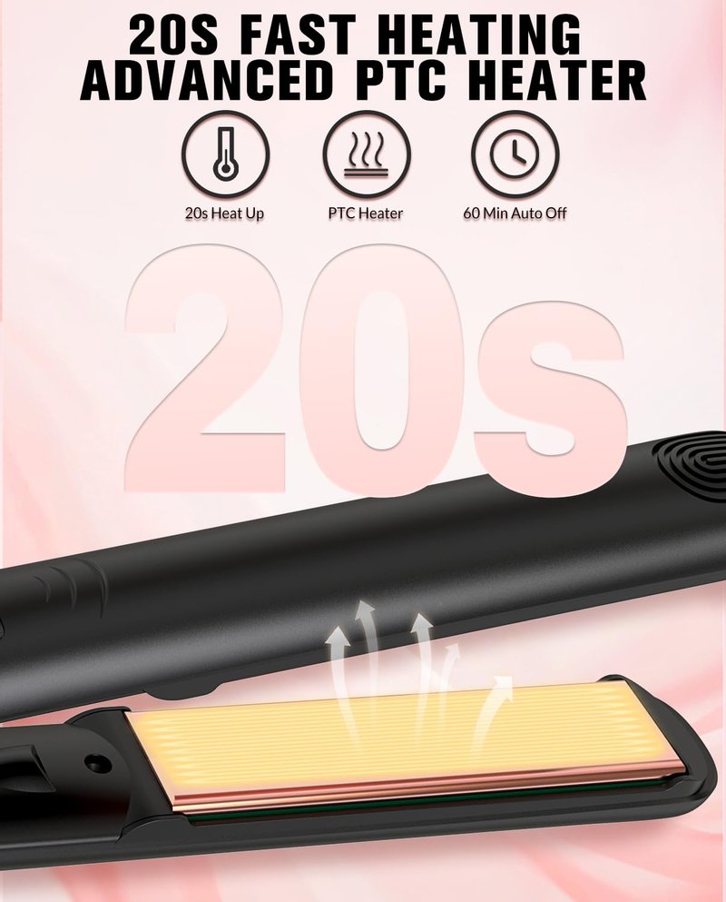 Soffiya Flat Iron Hair Straightener, Ceramic Hair Straightener and Curler 2 in 1, Rapid 30-Second Heat-Up Hair Straightening Iron with Floating Plates for Less Frizz, Shinier & Smoother Hair