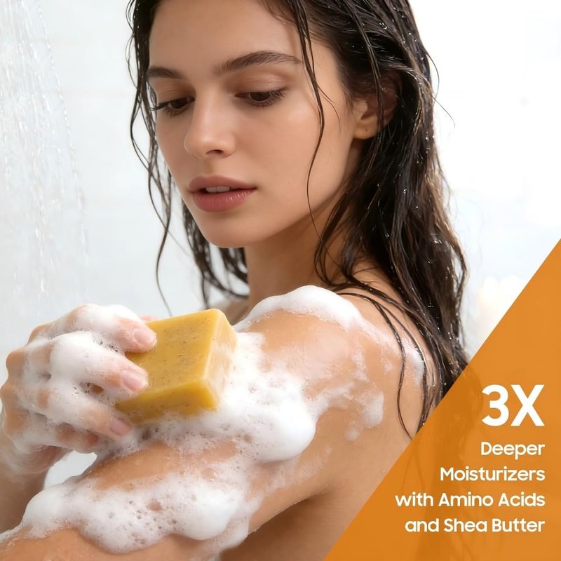 Uselective Lemon & Turmeric Soap Bar for Dark Spots, Powered by Kojic Acid & Vitamin C - Deeply Moisturizing with Amino Acids & Shea Butter - SLS Free for Face/Body