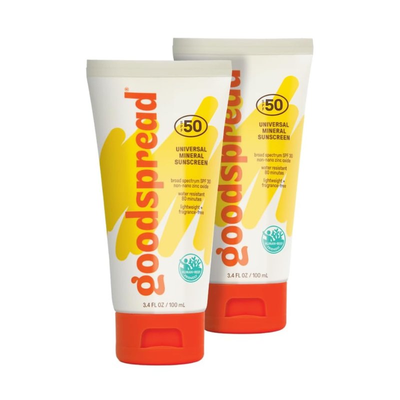 SPF 50 Mineral Sunscreen 2-Pack – No White Cast, Reef-Safe, Non-Nano Zinc, Water Resistant, Face & Body – Goodspread