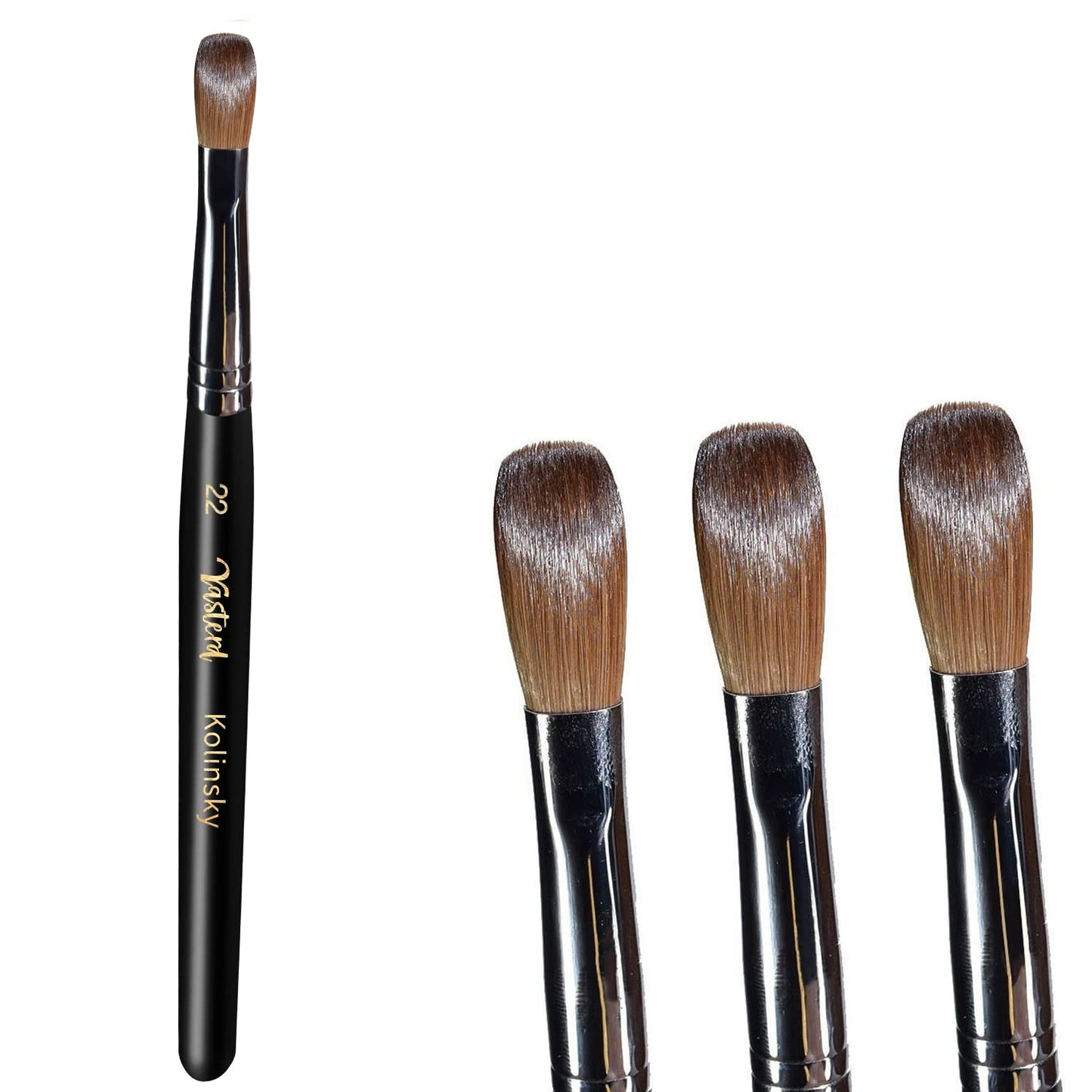 Yasterd Acrylic Nail Brush 100% Kolinsky Acrylic Brushes for Nails Size 22 Oval Crimped Shaped Nail Brushes for Acrylic Application Black Wood Handle Professional Nail Art Powder Brush Manicure Tool